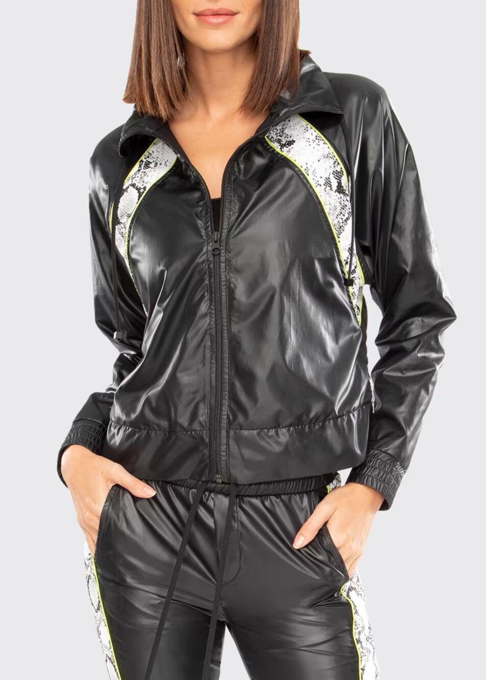 Koral Janus Python Print Black Windbreaker Jacket Small S